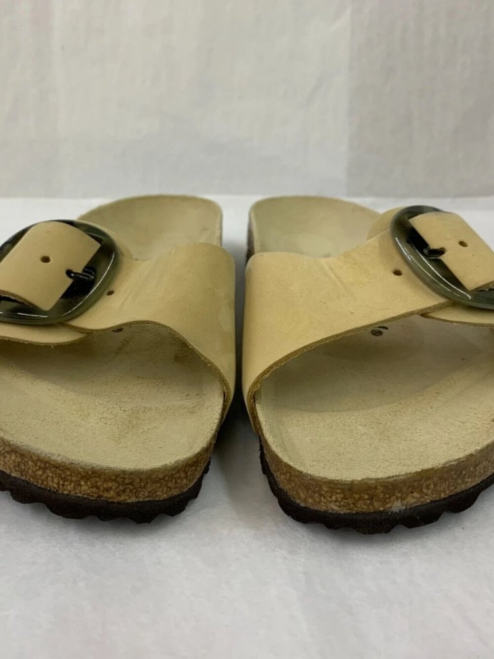Birkenstock Madrid Big Buckle Almond Nubuck Leather Narrow Width Sandals